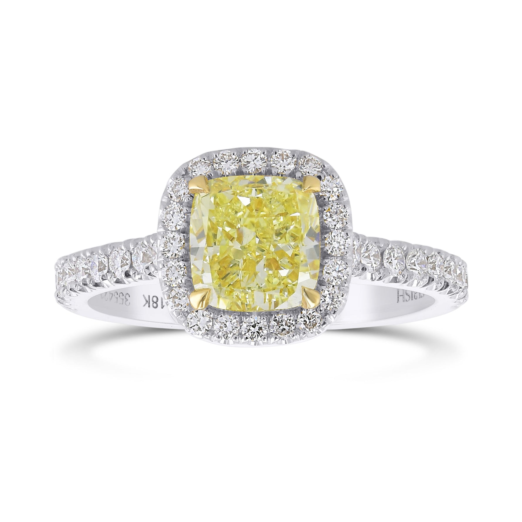 Fancy Light Yellow Cushion Halo Diamond Ring