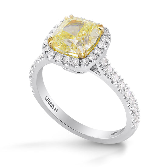 Fancy Yellow Cushion Diamond Halo Ring