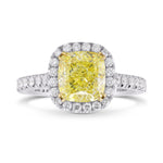Fancy Yellow Cushion Diamond Halo Ring