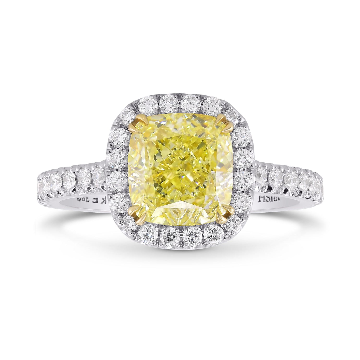 Fancy Yellow Cushion Diamond Halo Ring