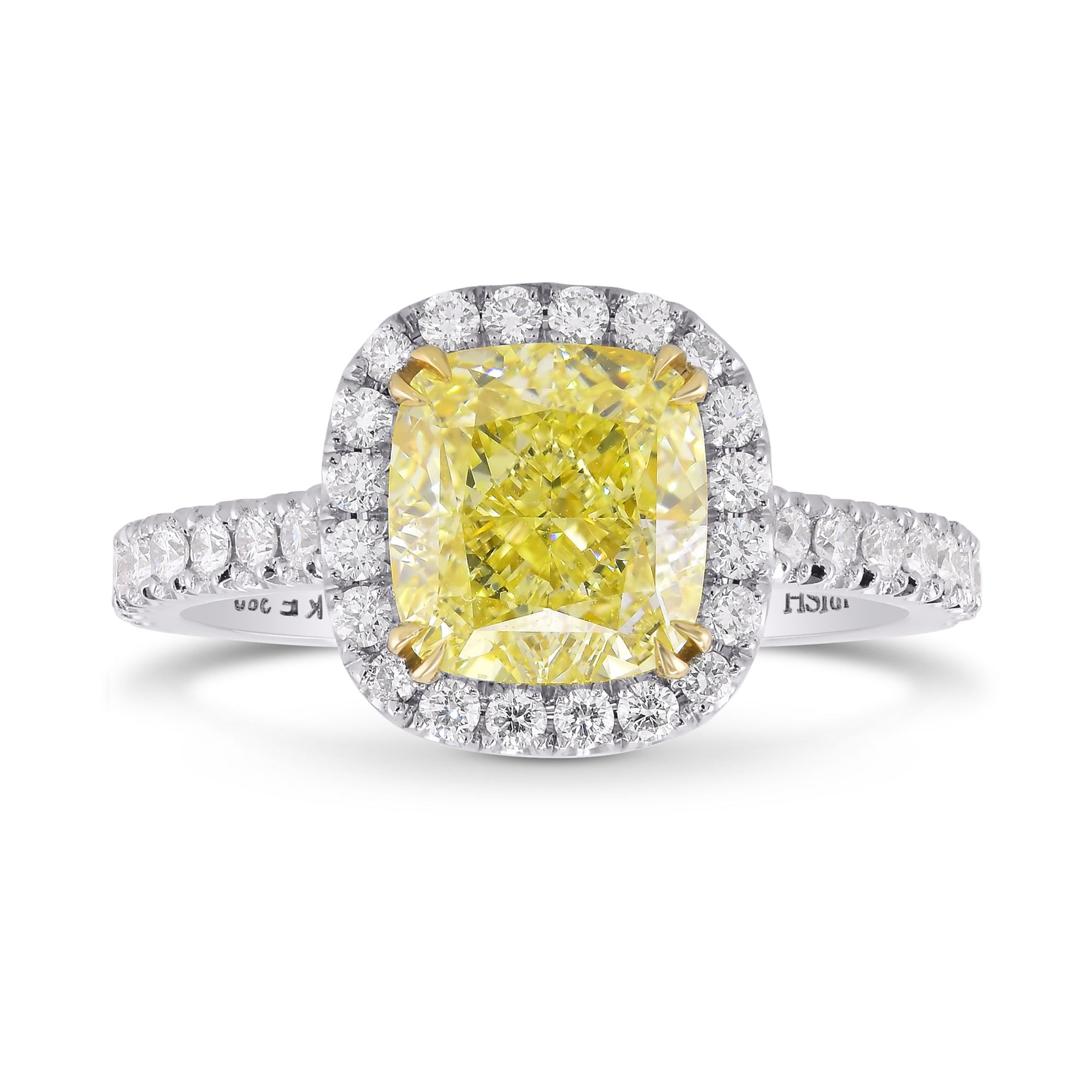 Fancy Yellow Cushion Diamond Halo Ring