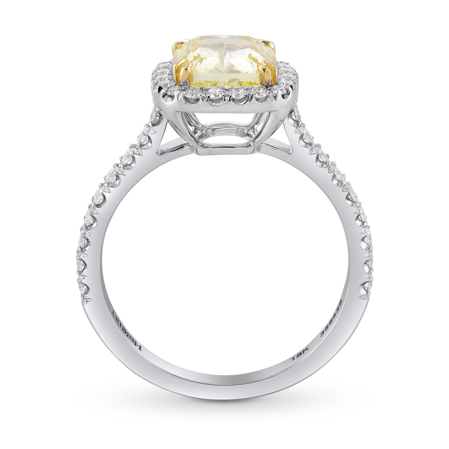 Fancy Yellow Cushion Diamond Halo Ring