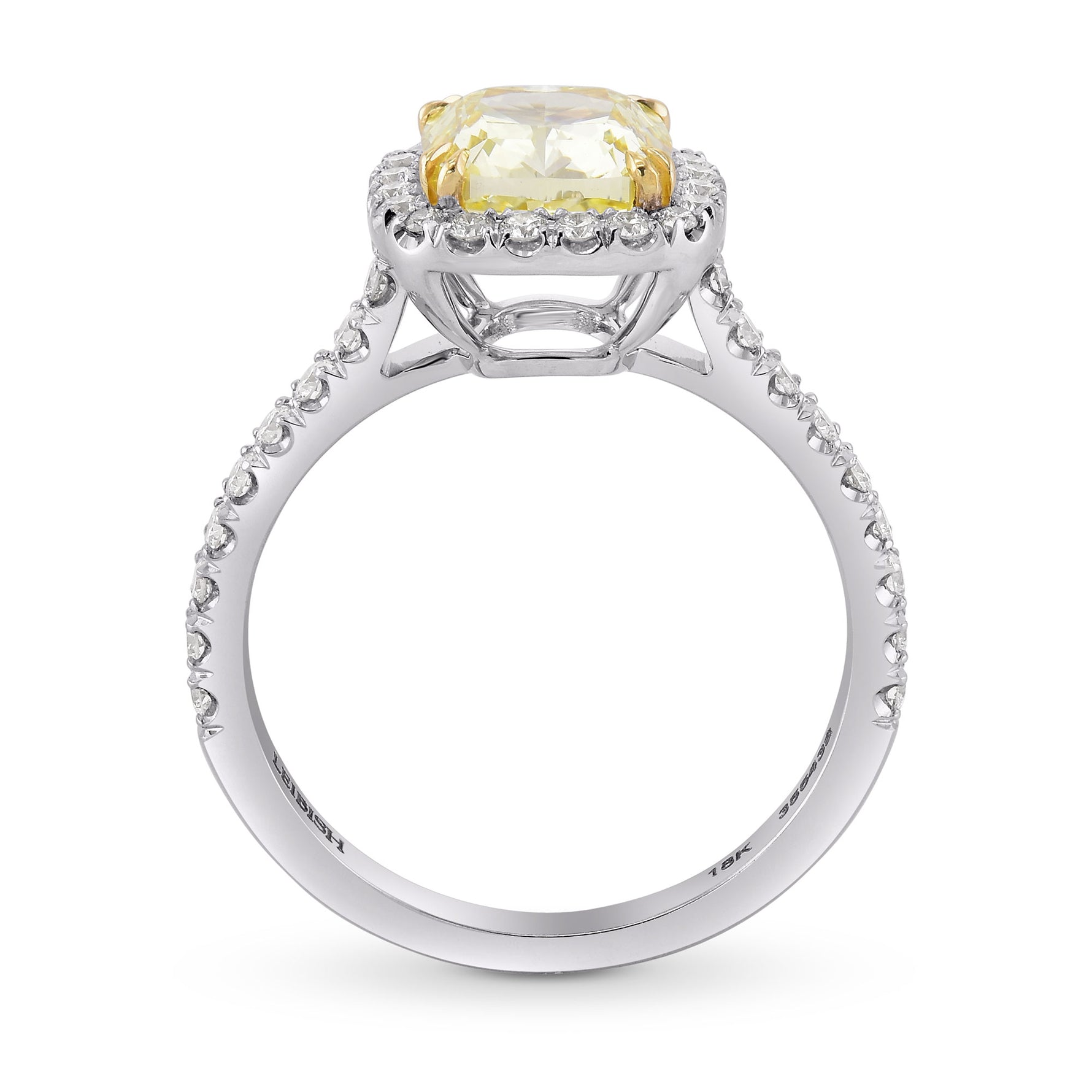 Fancy Yellow Cushion Diamond Halo Ring