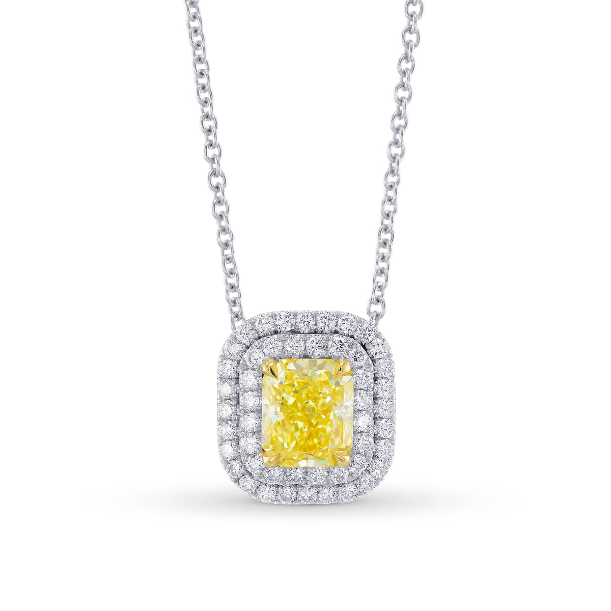 Fancy Intense Yellow Double Halo Pendant