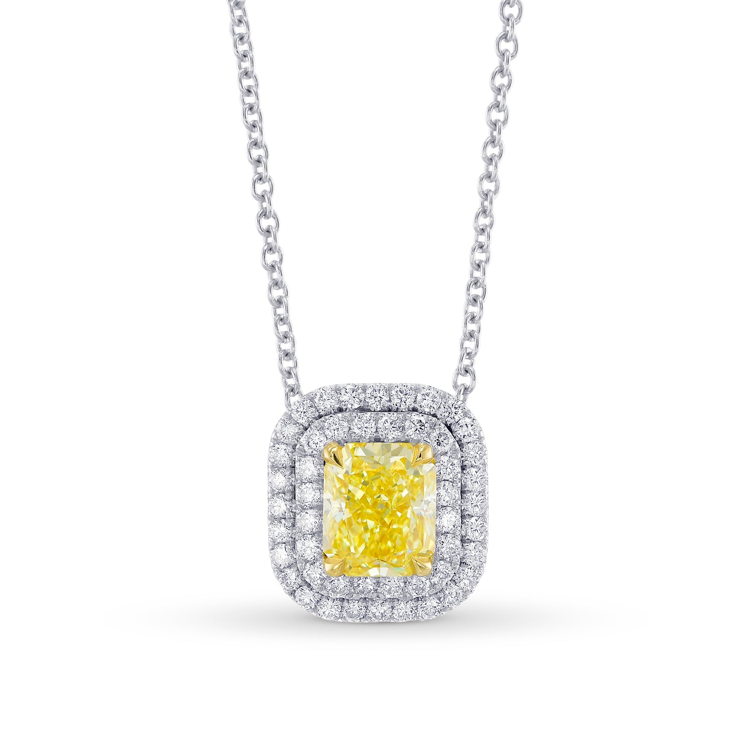Fancy Intense Yellow Double Halo Pendant
