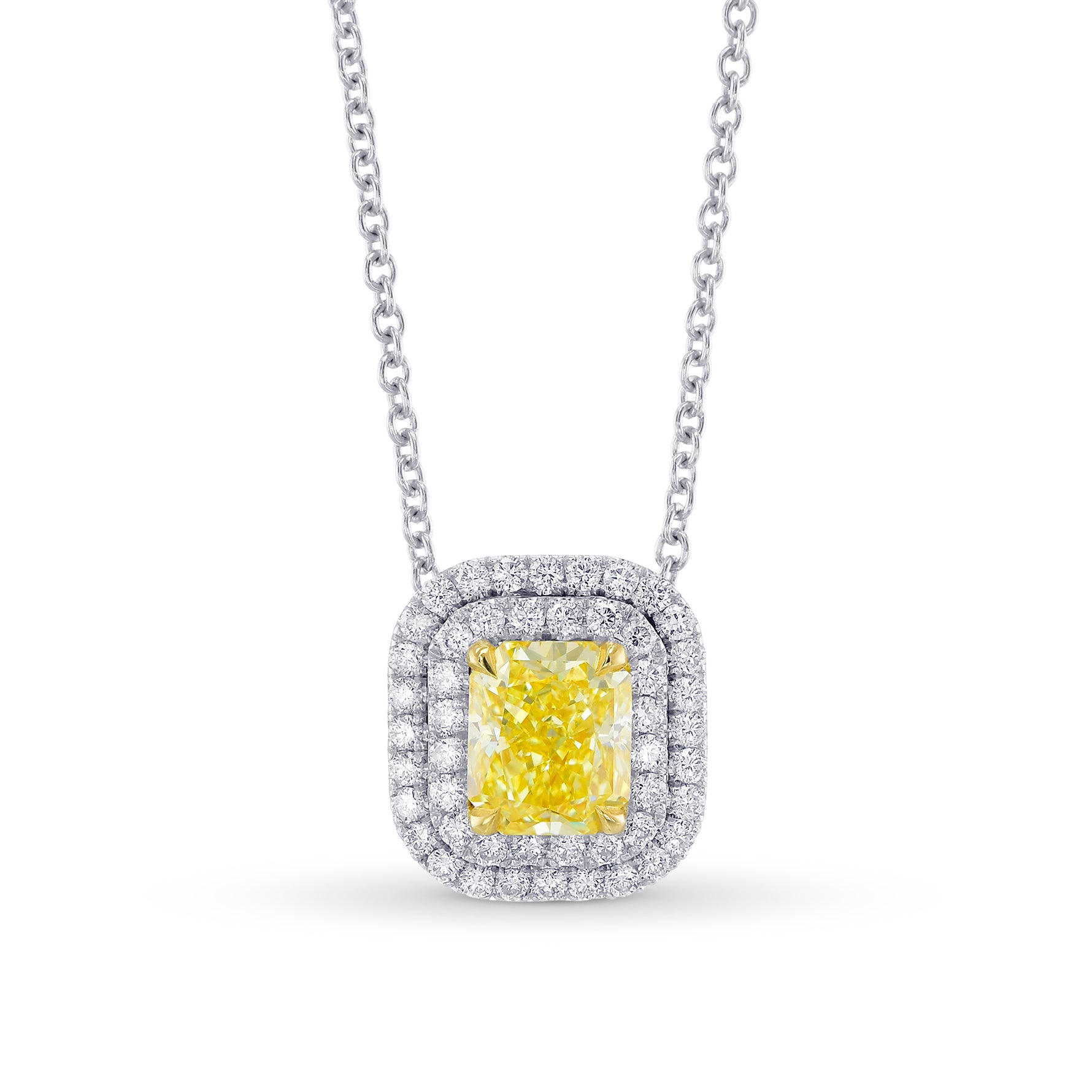 Fancy Intense Yellow Double Halo Pendant