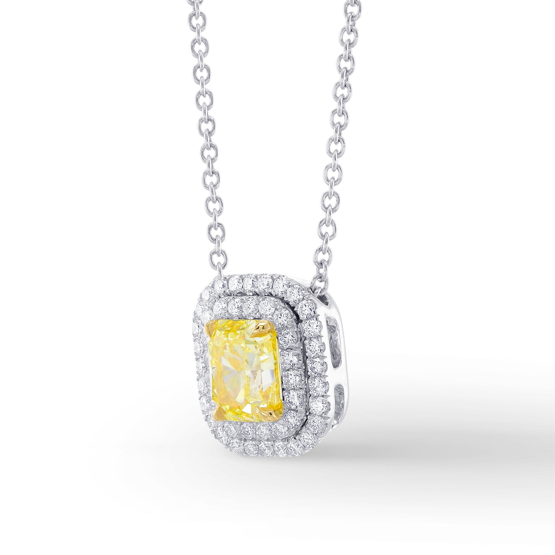 Fancy Intense Yellow Double Halo Pendant