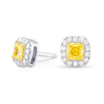 Fancy Intense Yellow Cushion Halo Earrings