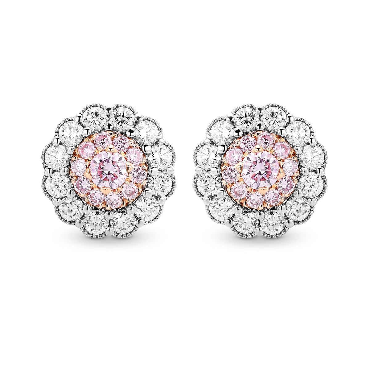 Fancy Pink Diamond Floral Earrings