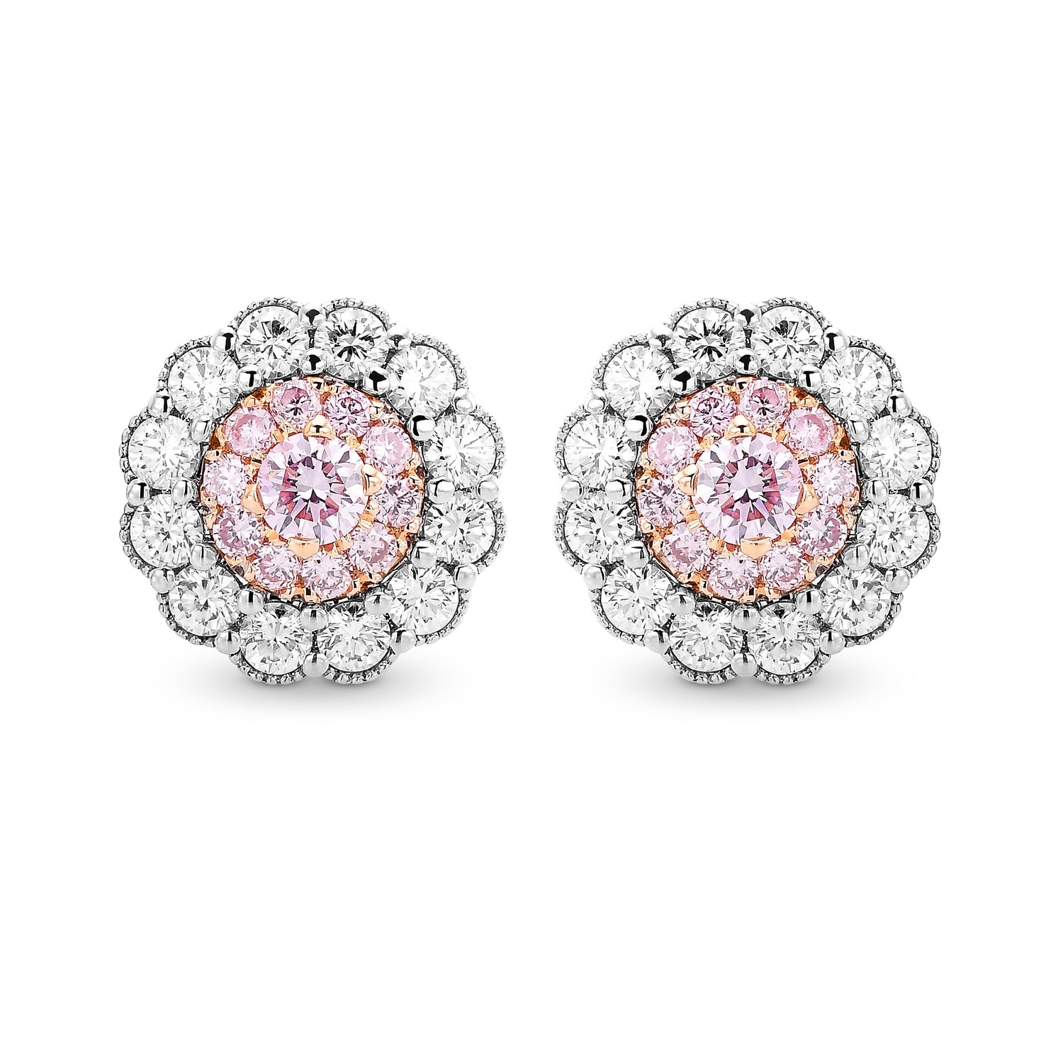 Fancy Pink Diamond Floral Earrings