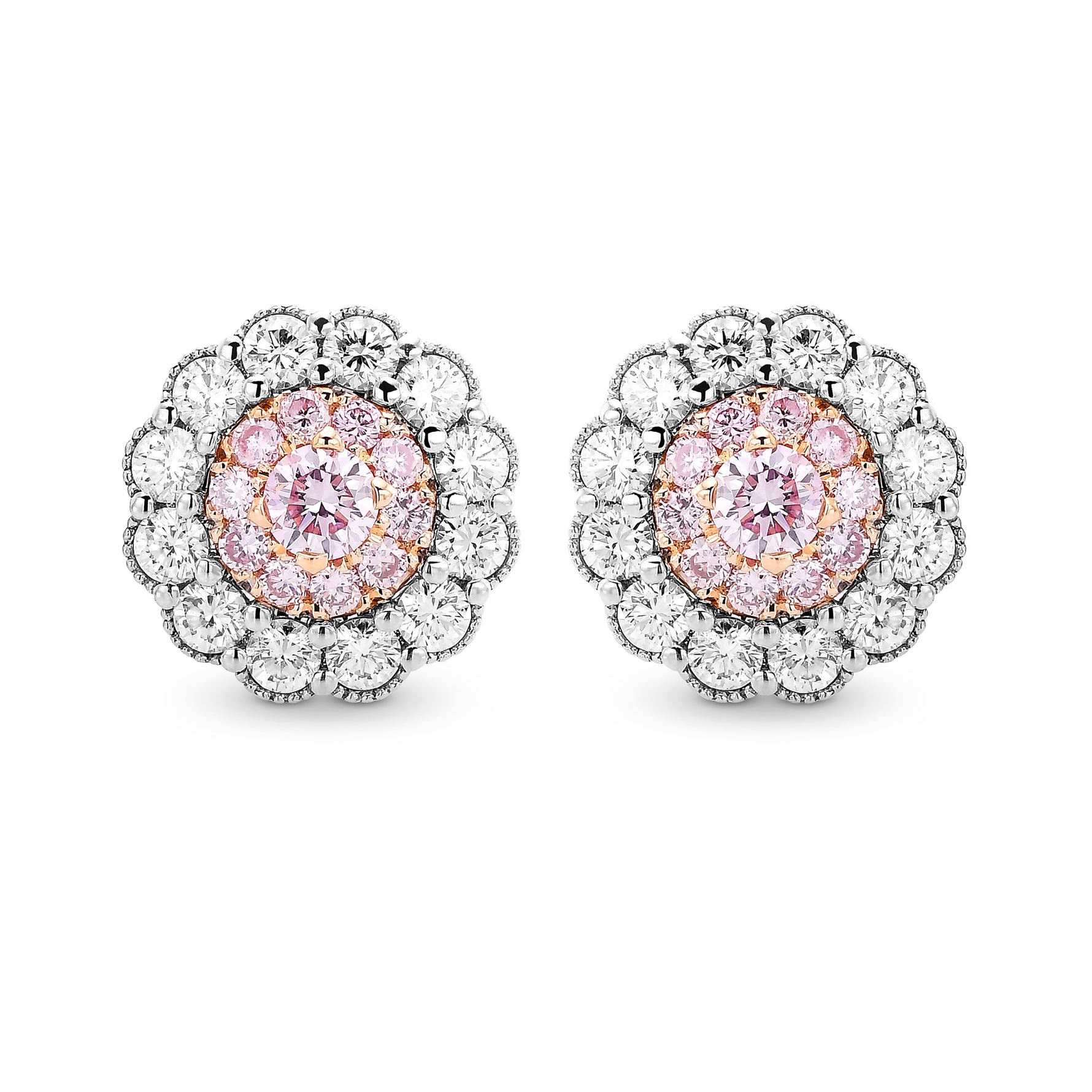 Fancy Pink Diamond Floral Earrings