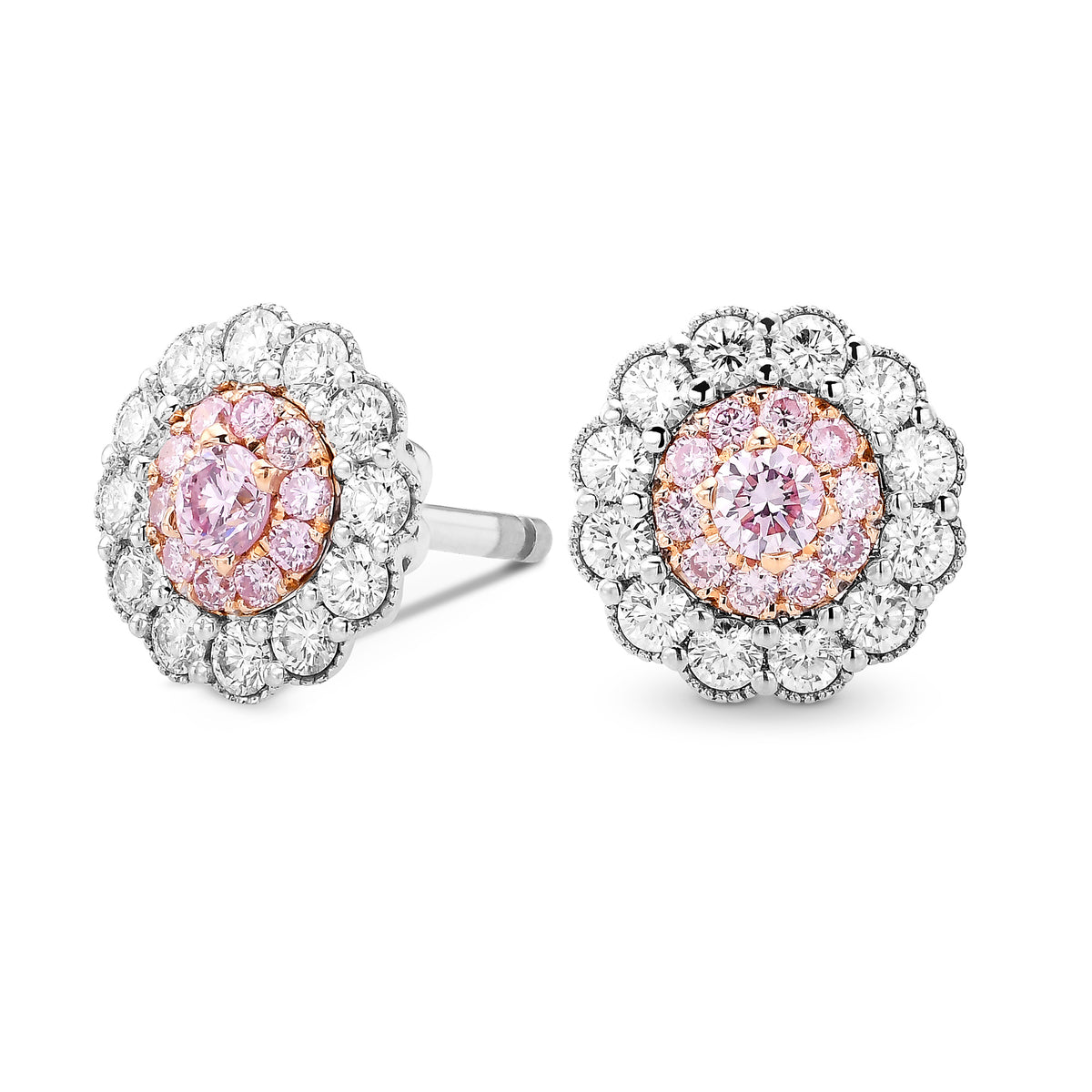 Fancy Pink Diamond Floral Earrings
