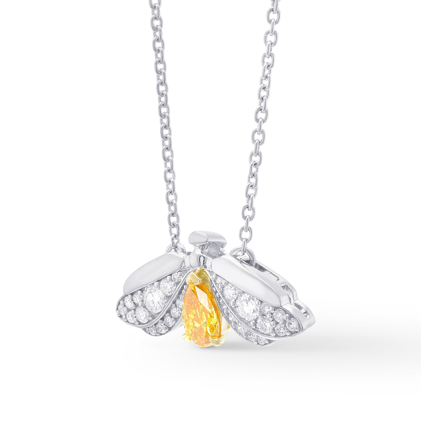 Fancy Vivid Yellow Orange Pear Diamond Pendant