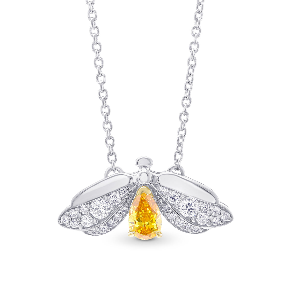 Fancy Vivid Yellow Orange Pear Diamond Pendant
