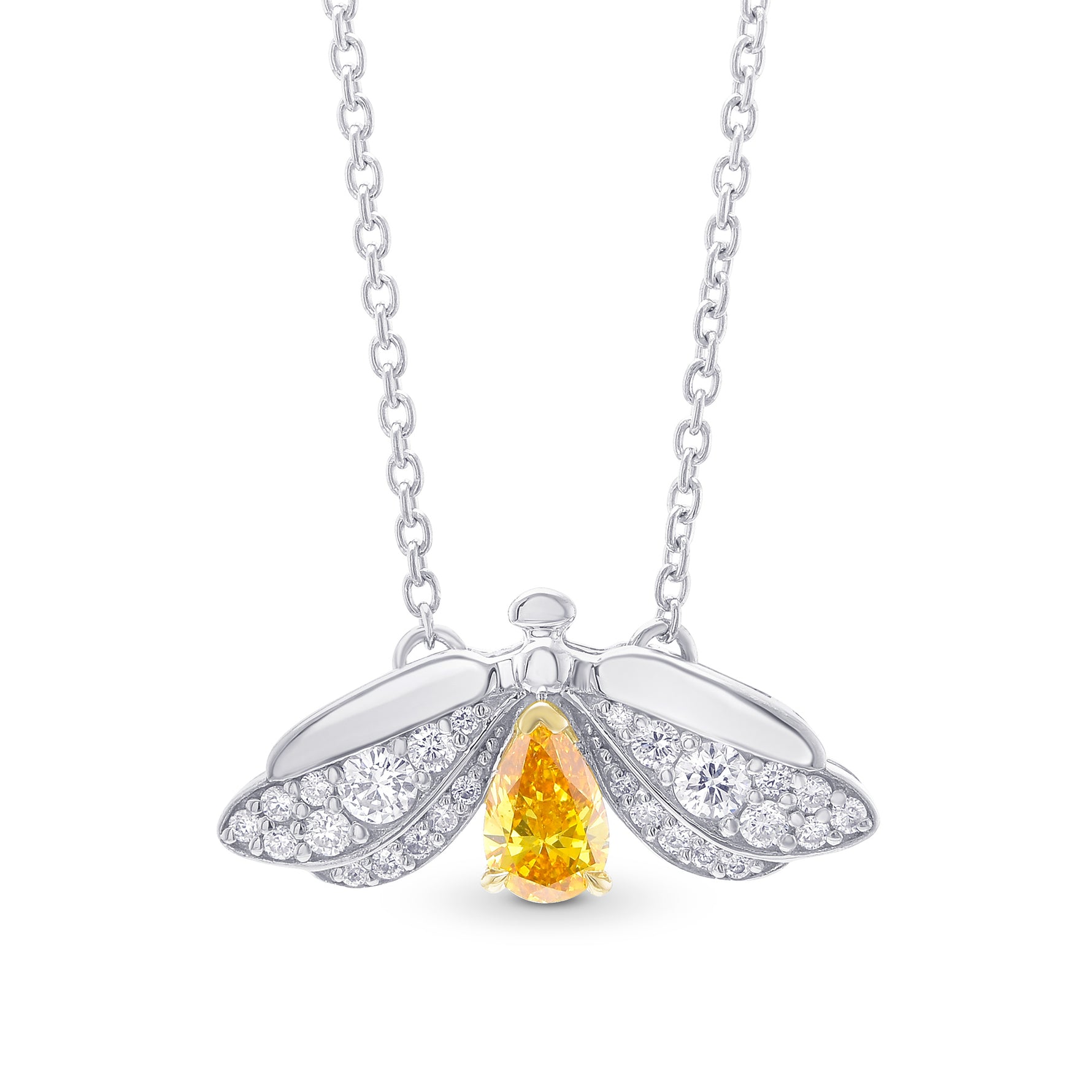 Fancy Vivid Yellow Orange Pear Diamond Pendant