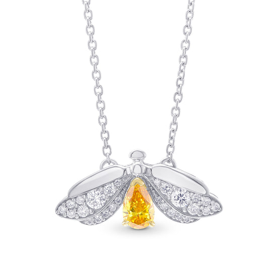 Fancy Vivid Yellow Orange Pear Diamond Pendant