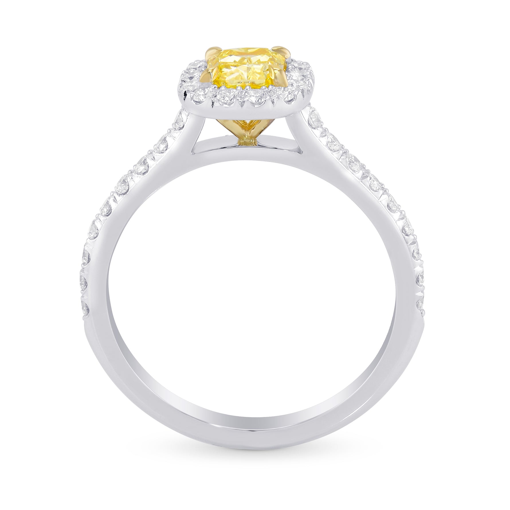 Fancy Intense Yellow Radiant Diamond Halo Ring
