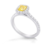 Fancy Intense Yellow Radiant Diamond Halo Ring