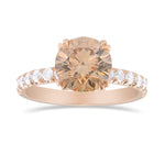 Fancy Orange Brown Round Diamond Wedding Set Rings