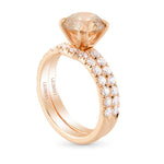 Fancy Orange Brown Round Diamond Wedding Set Rings