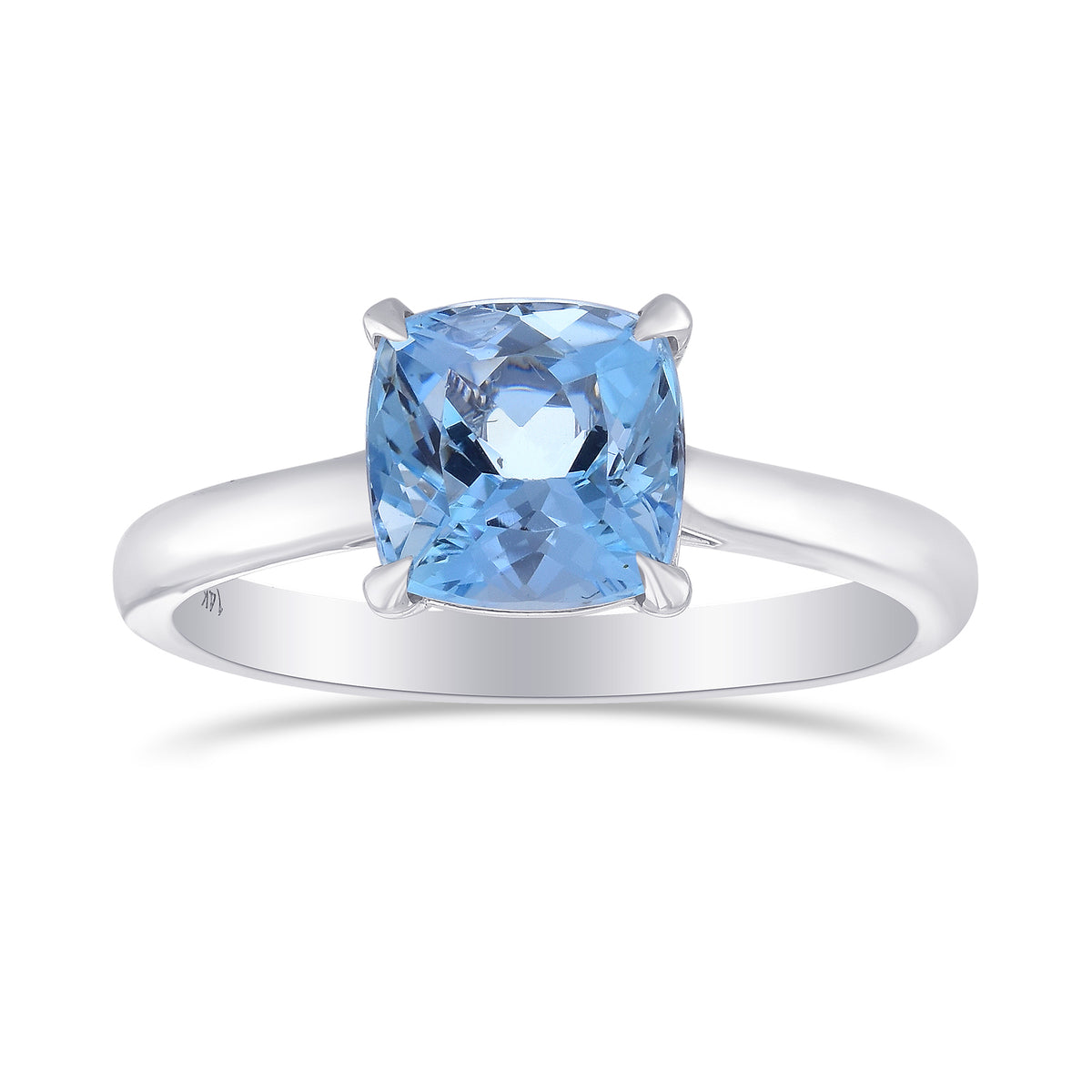  Brazilian Blue Cushion Aquamarine Solitaire Ring