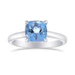  Brazilian Blue Cushion Aquamarine Solitaire Ring