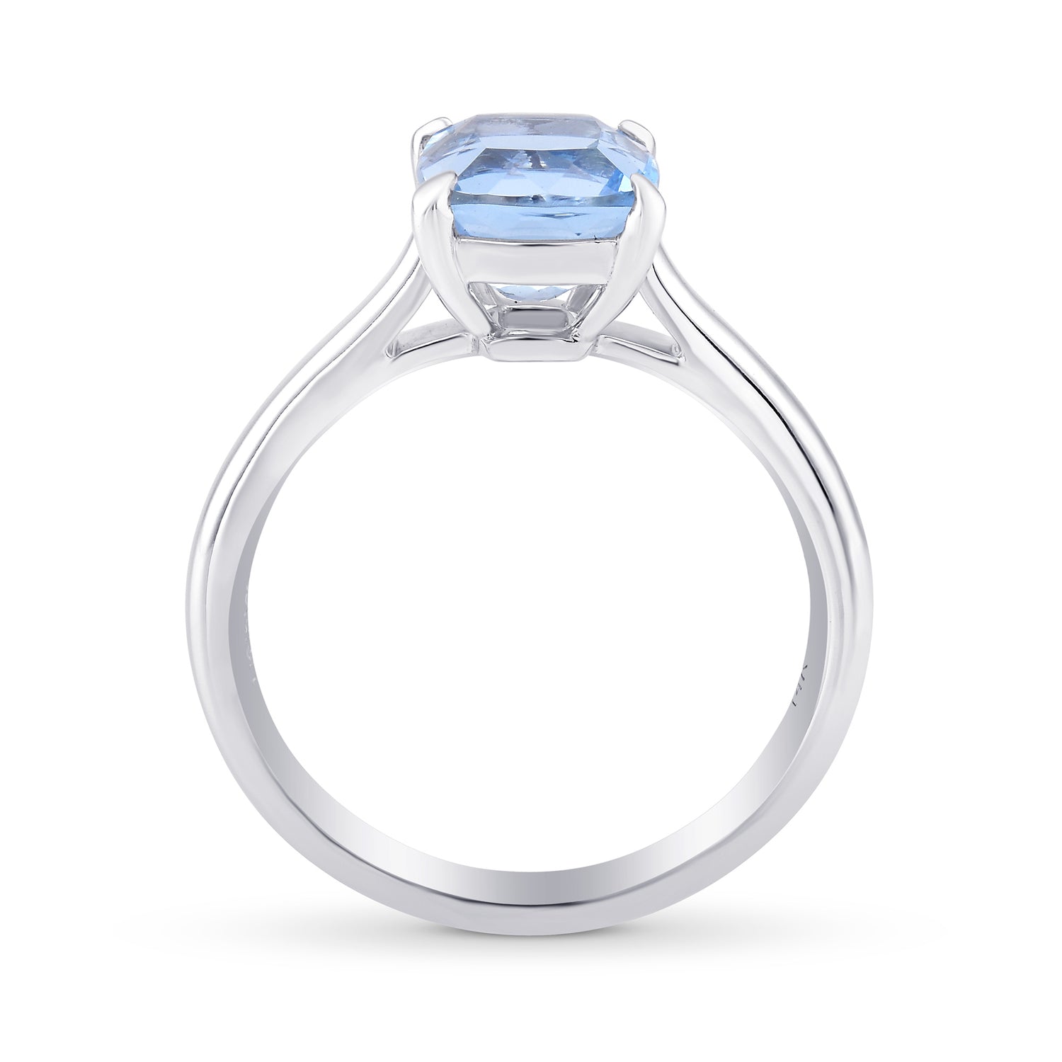  Brazilian Blue Cushion Aquamarine Solitaire Ring
