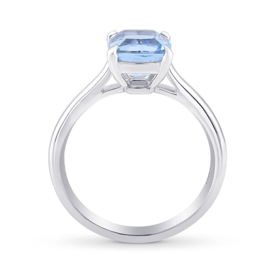  Brazilian Blue Cushion Aquamarine Solitaire Ring