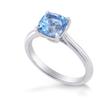  Brazilian Blue Cushion Aquamarine Solitaire Ring