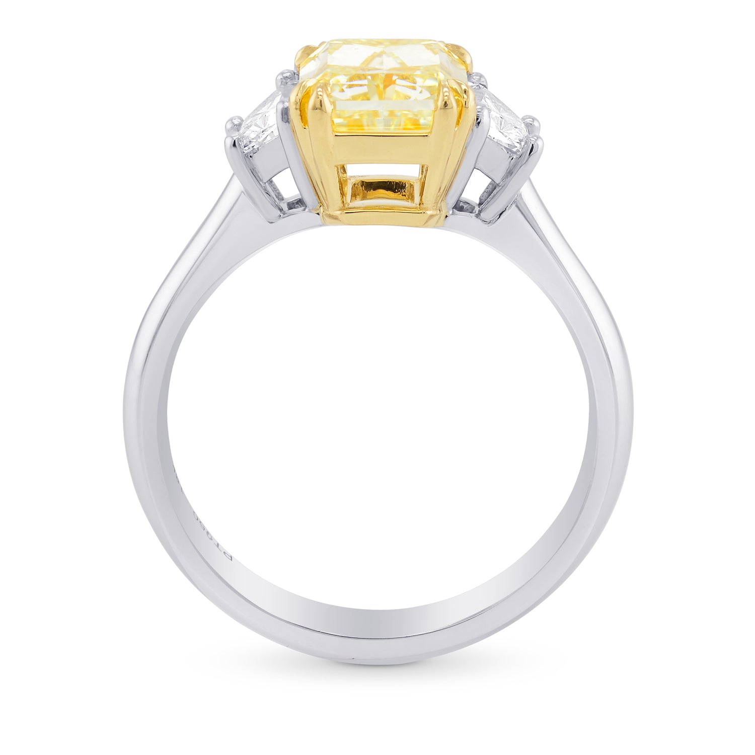 Fancy Light Yellow Radiant 3 Stones Diamond Ring