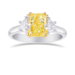 Fancy Light Yellow Radiant 3 Stones Diamond Ring