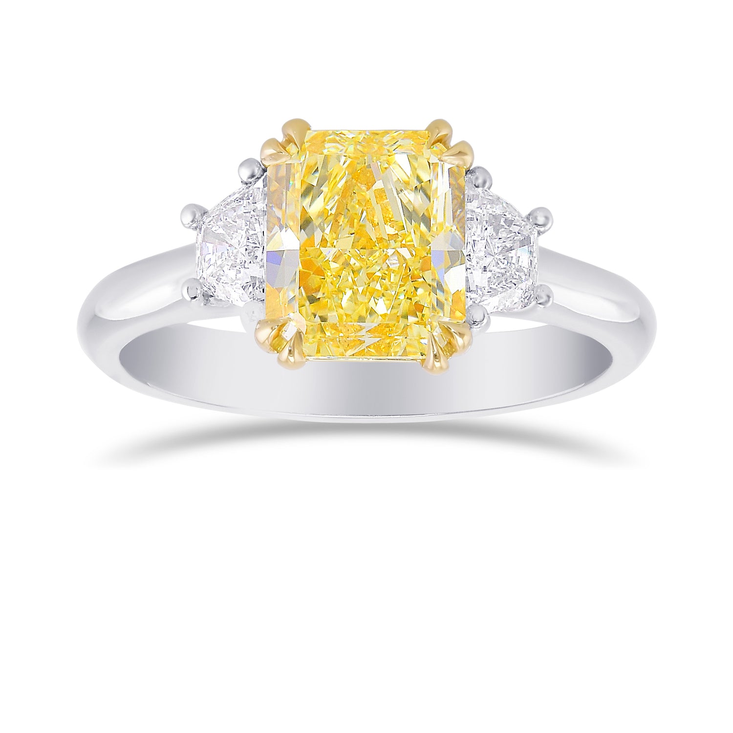 Fancy Light Yellow Radiant 3 Stones Diamond Ring