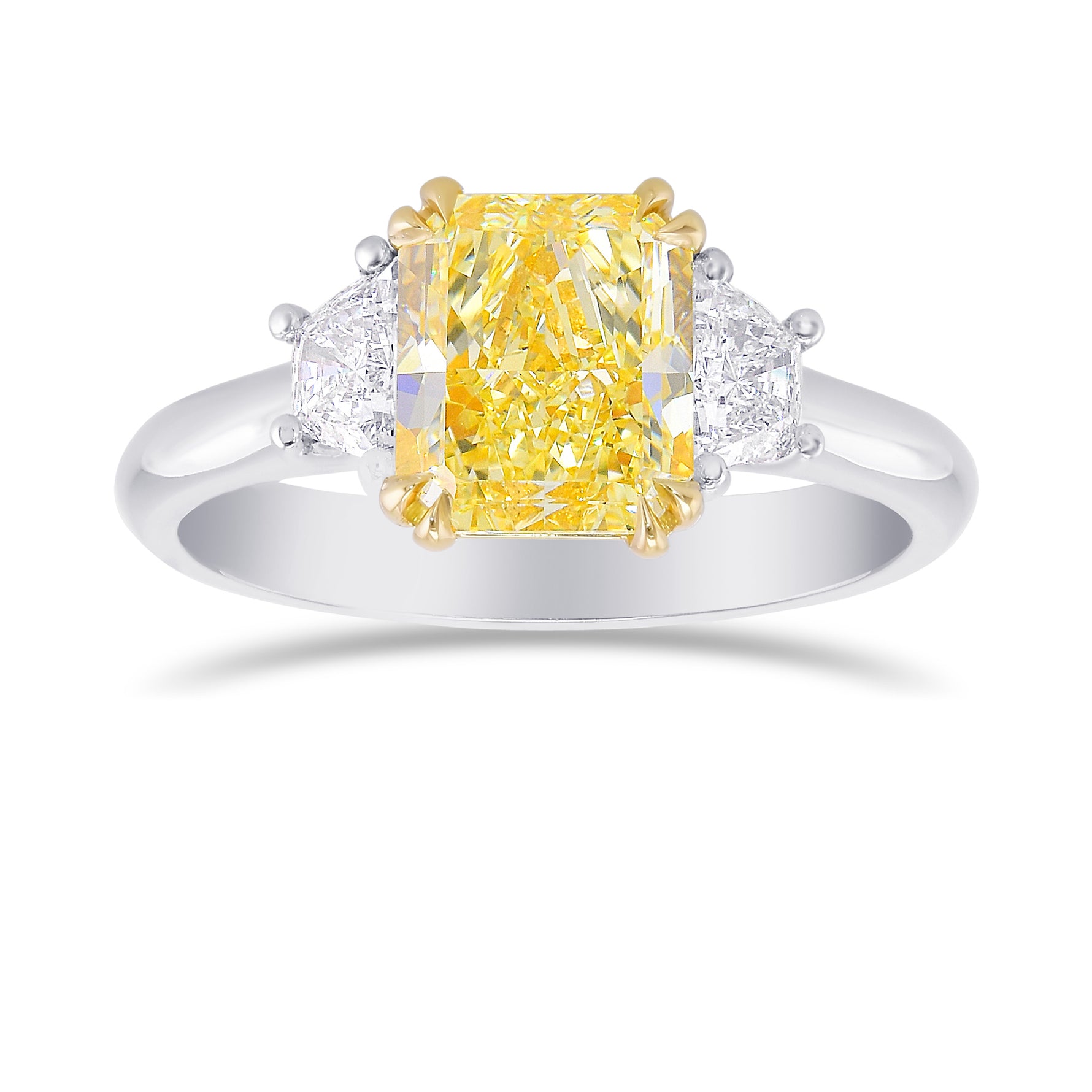 Fancy Light Yellow Radiant 3 Stones Diamond Ring