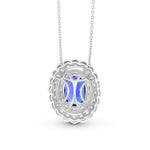 Royal Blue Oval Sapphire & Diamond Halo Pendant