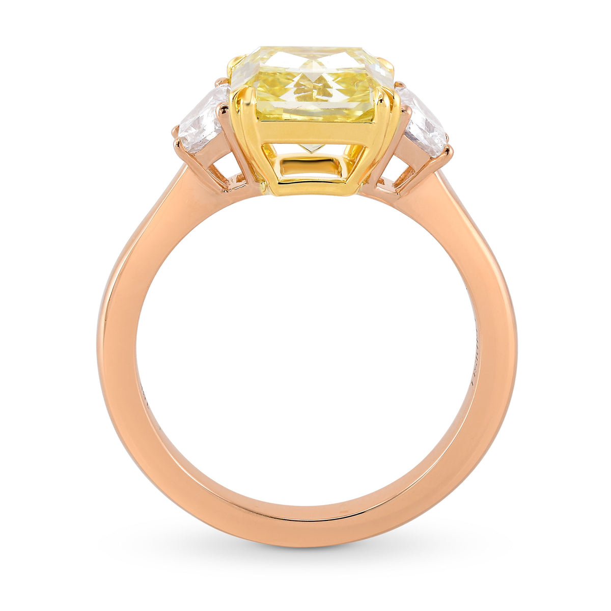 Fancy Yellow Radiant & Trapezoid Diamond 3 Stone Ring