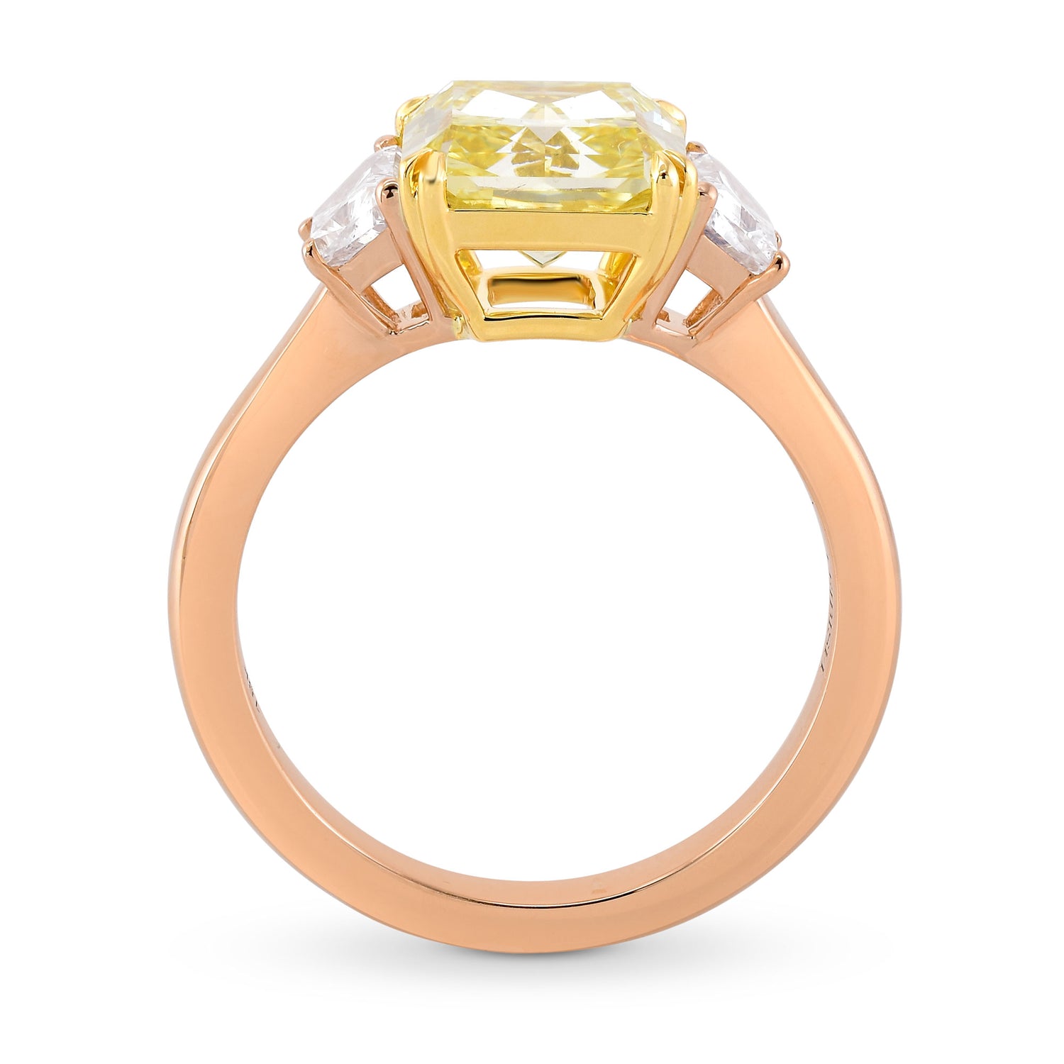 Fancy Yellow Radiant & Trapezoid Diamond 3 Stone Ring