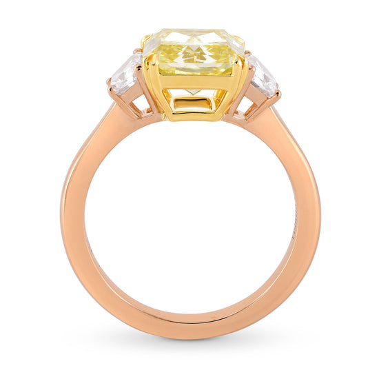 Fancy Yellow Radiant & Trapezoid Diamond 3 Stone Ring
