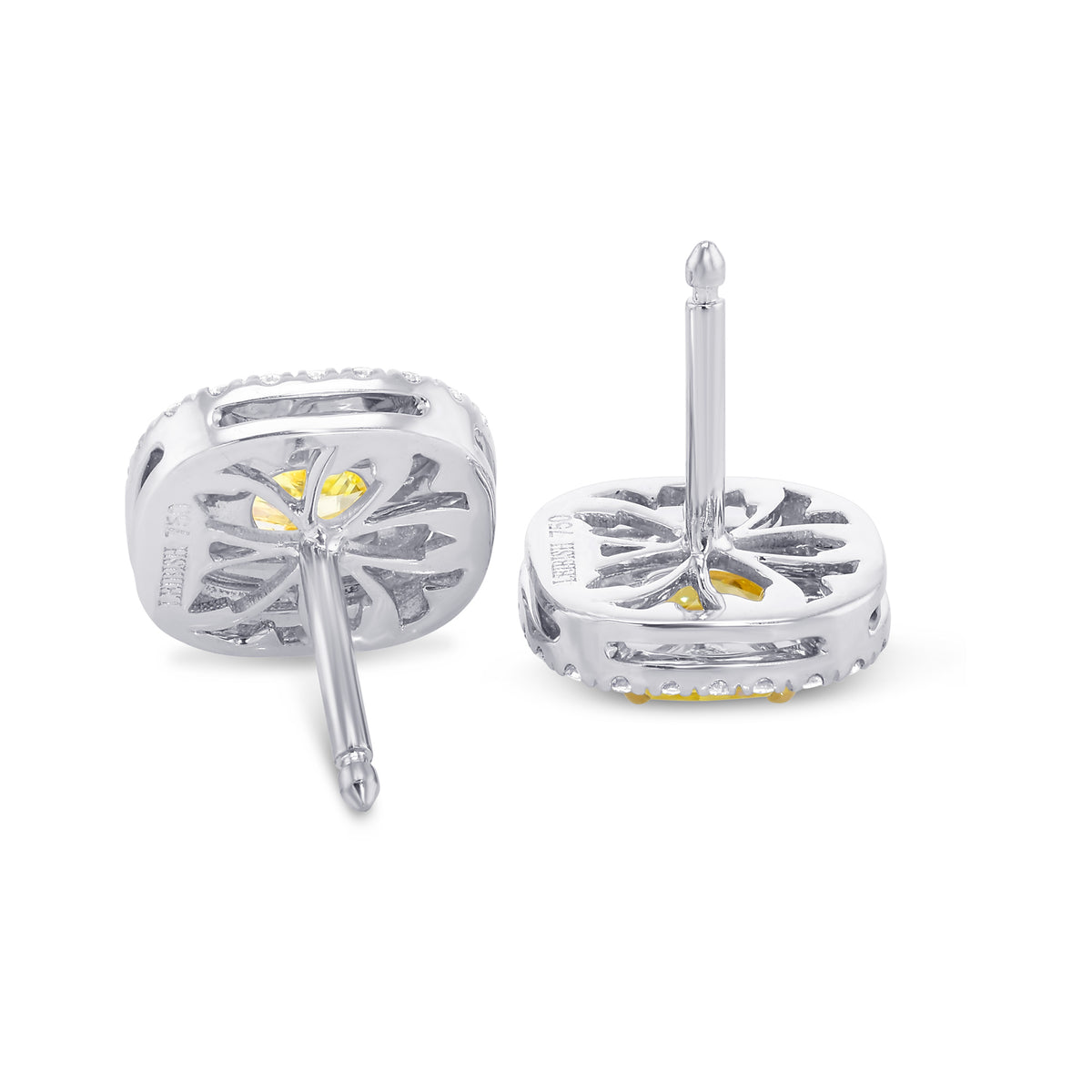 Fancy Intense Yellow Cushion Double Halo Earrings 