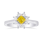 Fancy Vivid Yellow Cushion Diamond Halo Ring