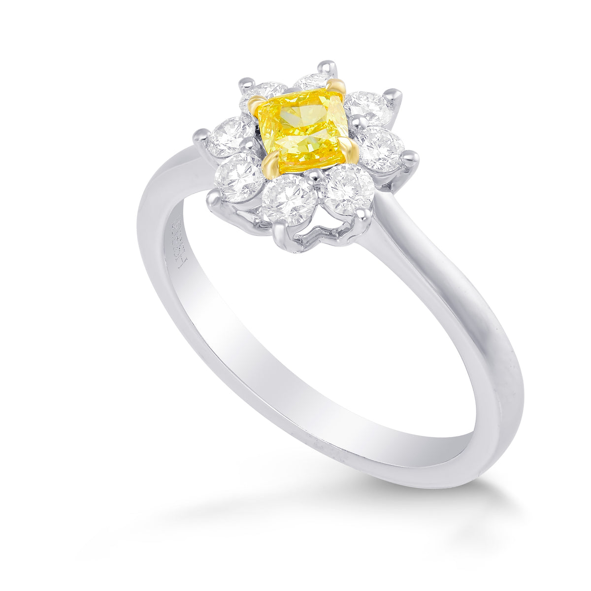 Fancy Vivid Yellow Cushion Diamond Halo Ring