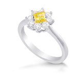Fancy Vivid Yellow Cushion Diamond Halo Ring