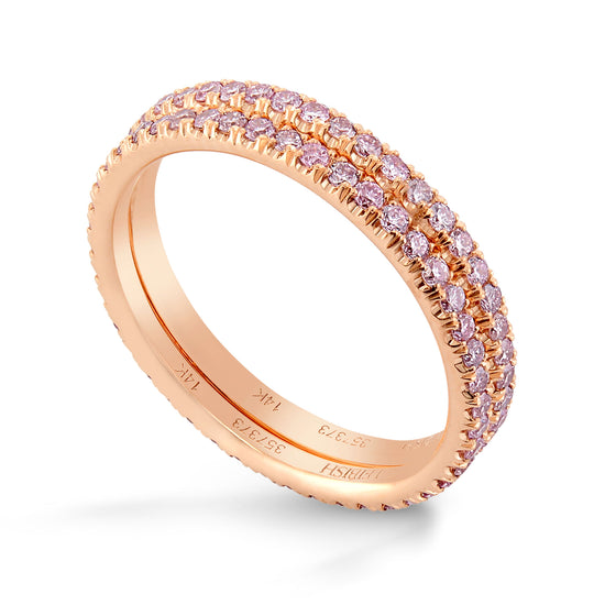 Two Fancy Pink Full Eternity Diamond Wedding Bands
