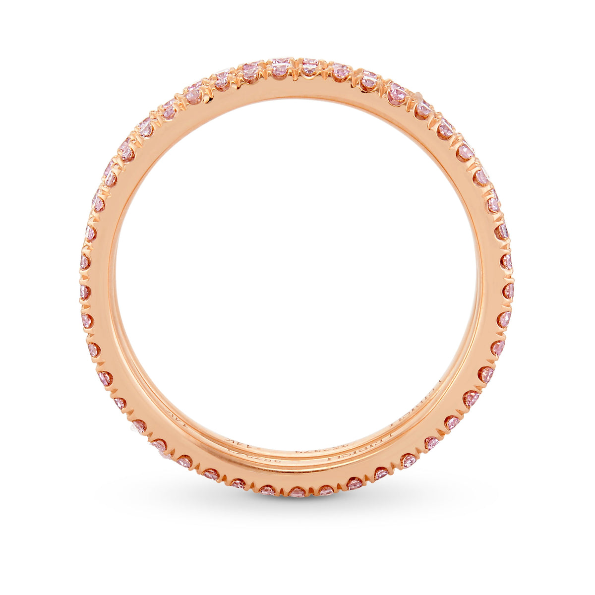 Two Fancy Pink Full Eternity Diamond Wedding Bands