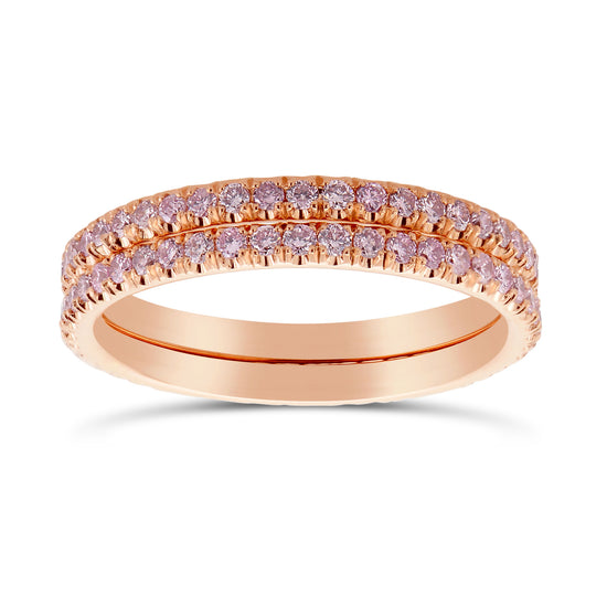 Two Fancy Pink Full Eternity Diamond Wedding Bands