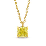 Fancy Intense Yellow Cushion Diamond Solitaire Pendant