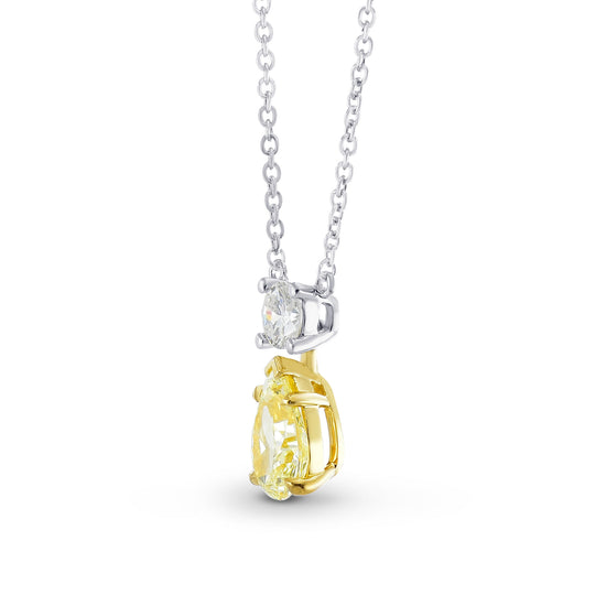 Fancy Light Yellow Pear & Round Diamond Pendant