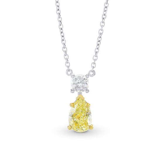 Fancy Light Yellow Pear & Round Diamond Pendant