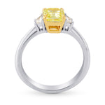 Fancy Intense Yellow Radiant Diamond 3 Stone Ring 