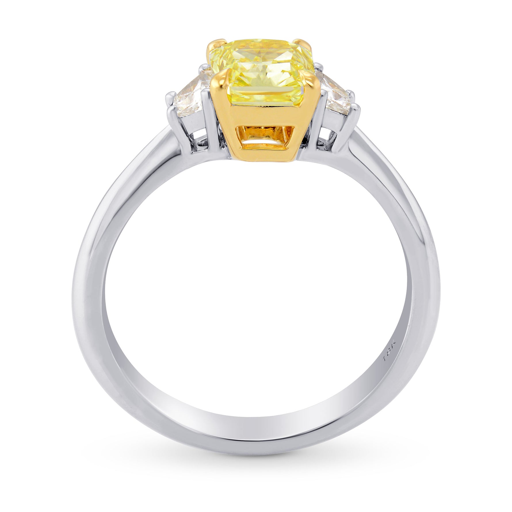 Fancy Intense Yellow Radiant Diamond 3 Stone Ring 