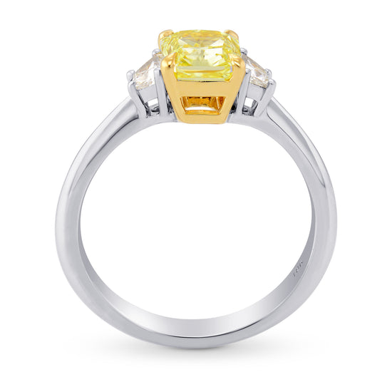 Fancy Intense Yellow Radiant Diamond 3 Stone Ring 